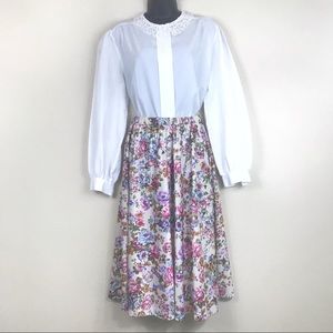 Vintage Floral 90s Circle Skirt S / M